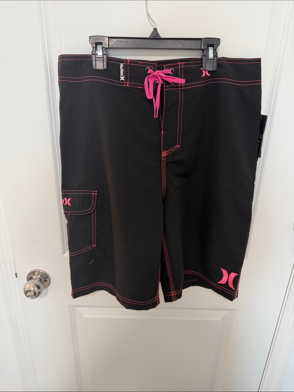 Hurley Black Boardshorts with Hot Pink Accents